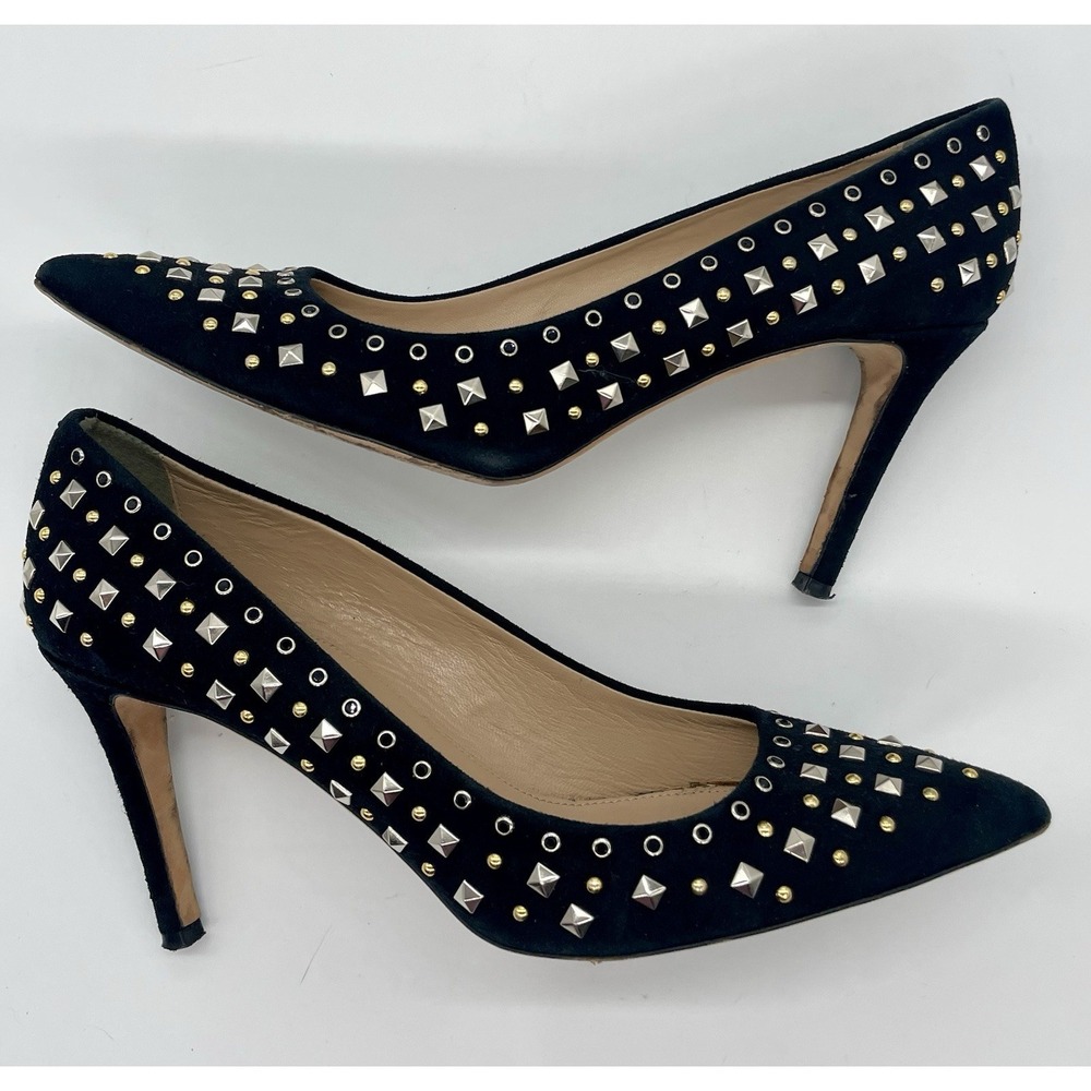 J.CREW COLLECTION Everly Studded Suede Pumps Black Sz 8 Italy Party Career Heels